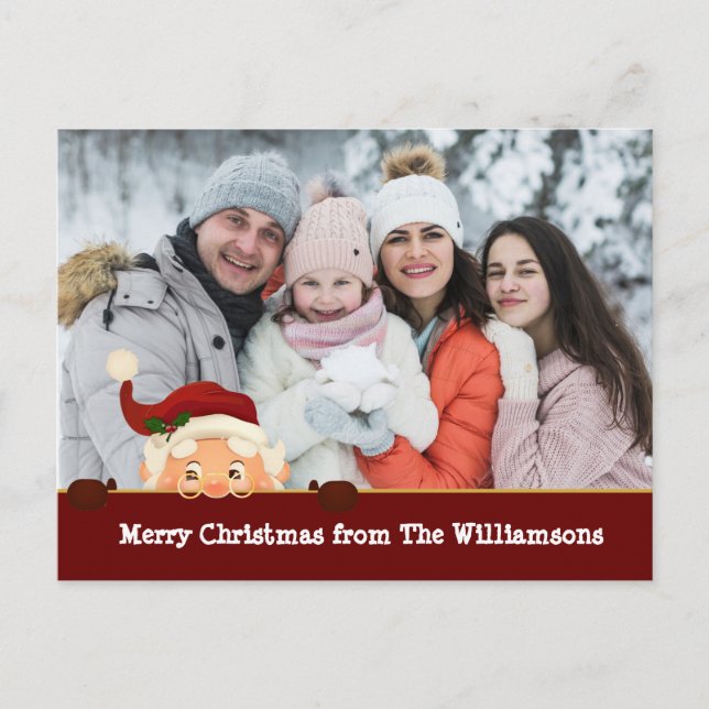 Cartão Postal De Festividades Engraçado. Foto de papais noeis Foto Bomba Vermelh (Frente)