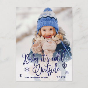 Cartão Postal De Festividades Engraçado FOTO Natal Bebê É Frio Lá Fora