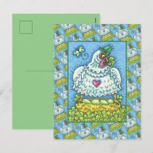 CARTÃO POSTAL DE FESTIVIDADES ENGRAÇADO IRLANDÊS HEN, OVOS VERDES E XINAS DE S