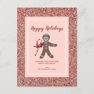 Cartão Postal De Festividades Engraçado Natal 2021 Pia Glitter Gingerbird Homem