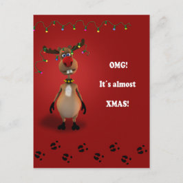 Cartão Postal De Festividades Engraçado Natal Red Nosed Reindeer