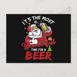 Cartão Postal De Festividades Engraçado Natal Santa Claus Bebendo Beer Wonderfu
