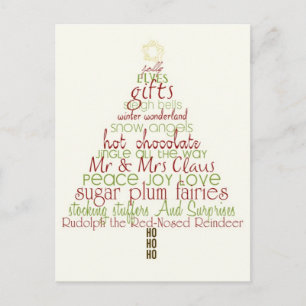 Cartão Postal De Festividades Engraçado Palavra de Natal Deseja Cartão-Postal de
