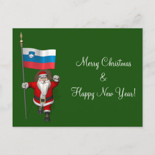 Cartão Postal De Festividades Engraçado Papai Noel Com Alferes Da Eslovênia