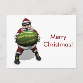 Cartão Postal De Festividades Engraçado Papai Noel Com Melão Gigante
