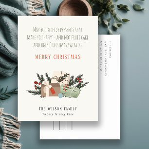 Cartão Postal De Festividades Engraçado Receber Presentes De Natal Te Faz Feliz