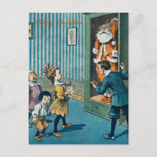 Cartão Postal De Festividades Engraçado santa claus vintage arte