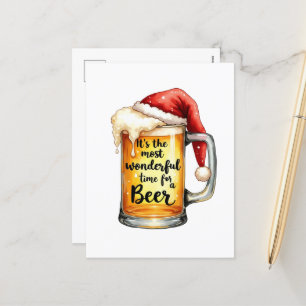 Cartão Postal De Festividades Engraçado tempo de cerveja de Natal