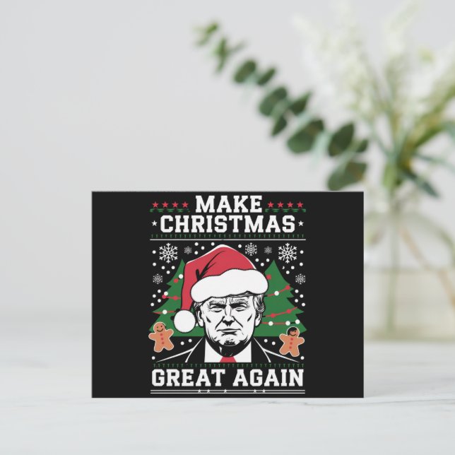 Cartão Postal De Festividades Engraçado Trump 2024 Faça Excelente de Natal novam (Em pé/Frente)