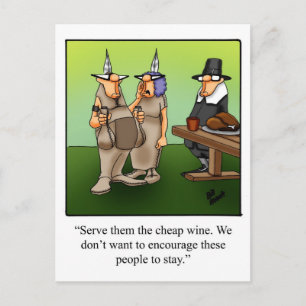 Cartão Postal De Festividades Engraçado vinho barato Humor Ação de Graças Cartão
