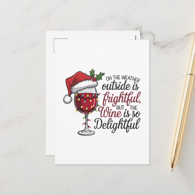 Cartão Postal De Festividades Engraçado vinho palavra arte (Frente/Verso In Situ)