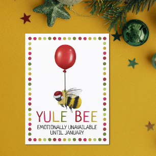 Cartão Postal De Festividades Engraçado Yule Bee Indisponível Até o Natal de jan