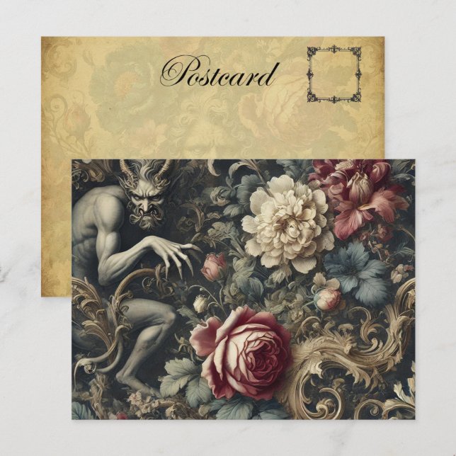 Cartão Postal De Festividades Entregue-nos da Decadência - Design Floral Gótico (Frente/Verso)