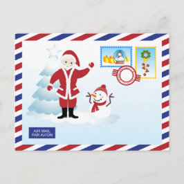 Cartão Postal De Festividades Envelope de correio de caracol do Papai Noel