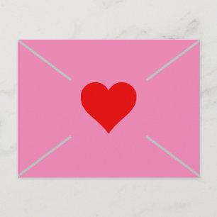 Cartão Postal De Festividades Envelope de Dia dos Namorados com Coração Rosa Fof