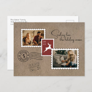 Cartão Postal De Festividades Enviando Duas Fotografias Do Amor