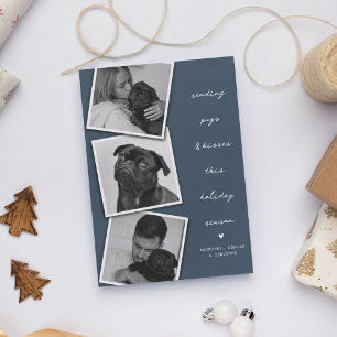 Cartão Postal De Festividades Enviando Pug & Beijos Colagem de Fotos de Cachorro