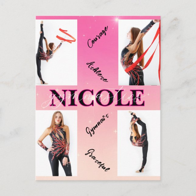 Cartão Postal De Festividades Envolvimento de Fotografias Rosa 4 Envolvidas (Frente)