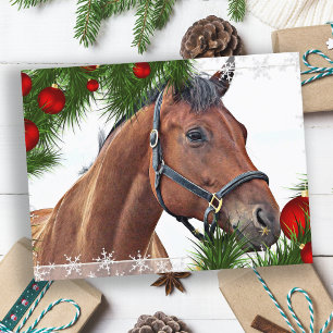 Cartão Postal De Festividades Equestre Feliz Natal Equino Cute Pony Equestrian