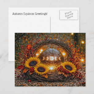 Cartão Postal De Festividades Equinócio de Outono Mabon Fases da Lua