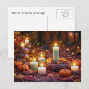 Cartão Postal De Festividades Equinócio de Outono Mabon Velas Floresta