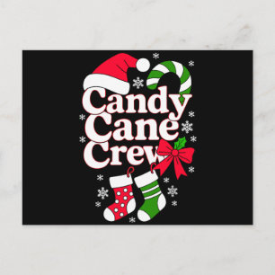 Cartão Postal De Festividades Equipe Candy Cane Natal Chapéu do Papai Noel Floco