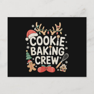 Cartão Postal De Festividades Equipe de Assar Biscoitos Rena Chifres Biscoito de