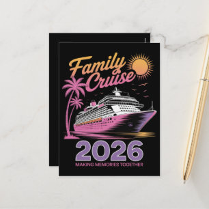 Cartão Postal De Festividades Equipe de Cruzeiro Familiar 2026 Viagem Correspond