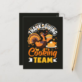 Cartão Postal De Festividades Equipe de Culinária de Ação de Graças Jantar de Ou