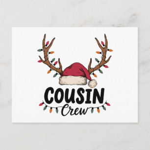 Cartão Postal De Festividades Equipe de Primo de Natal Chapéu do Papai Noel Antí