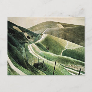 Cartão Postal De Festividades Eric Ravilious - Chalk Paths, famosa trabalho de a