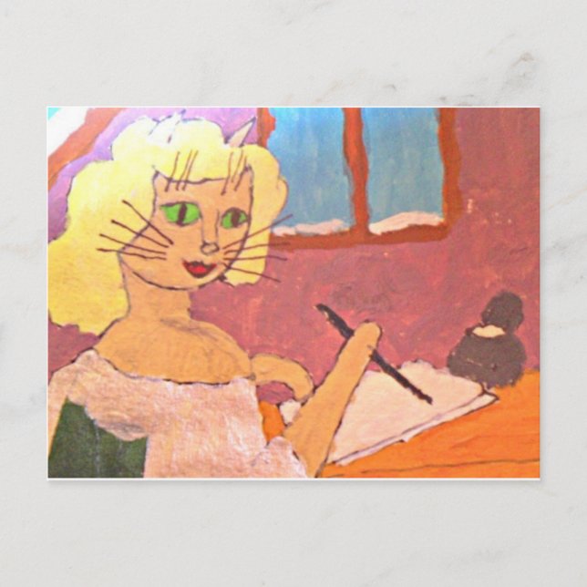 Cartão Postal De Festividades escrevendo uma letra ao papai noel (Frente)