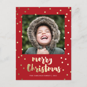 Cartão Postal De Festividades Escrita Dourada Elegante Feliz Natal