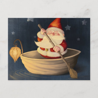 Cartão Postal De Festividades Escudo de Papai Noel e de noz