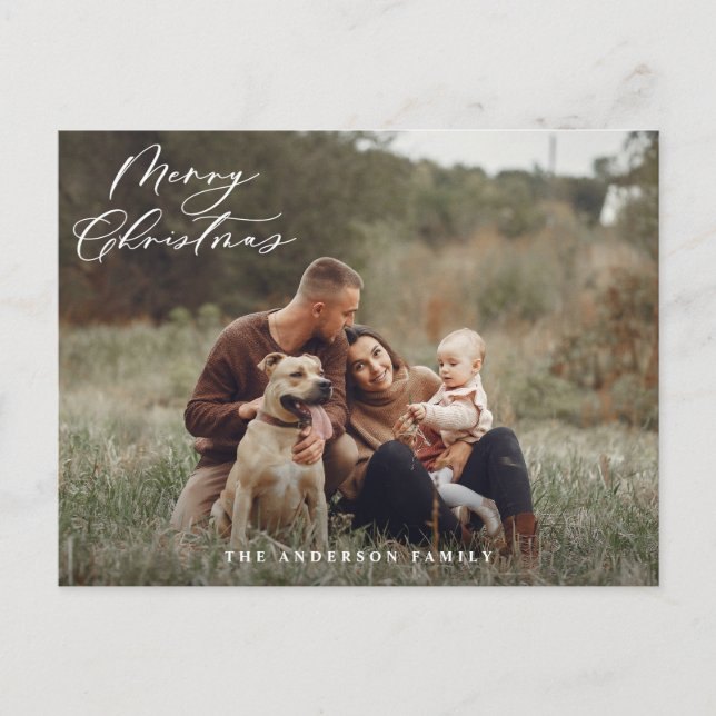 Cartão Postal De Festividades Escuridão foliar mínima moderna no Natal (Frente)