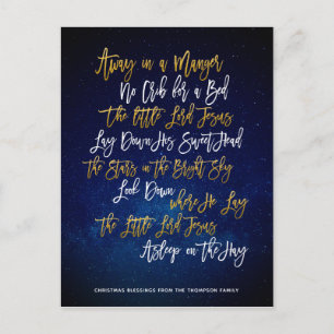 Cartão Postal De Festividades Escuro Dourado Elegante Longe De Um Carol Festivo