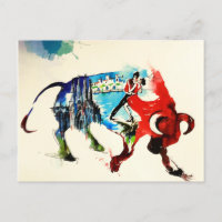 Espanha Bull Viagens vintage Love Watercolor