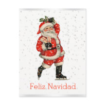 Espanhol de patinagem do papai noel vermelho do