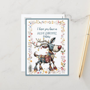 Cartão Postal De Festividades Espero que você tenha um feriado DEER-LUMINOSO