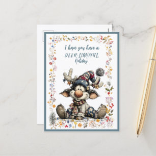 Cartão Postal De Festividades Espero que você tenha um feriado DEER-LUMINOSO
