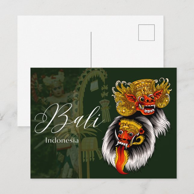 Cartão Postal De Festividades Espírito do Cartão de Posto Barong Bali, Atormenta (Frente/Verso)