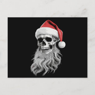 Cartão Postal De Festividades Esqueleto Caveira Natal Assustador Barba do Papai