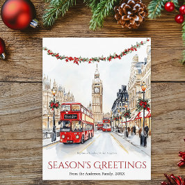 Cartão Postal De Festividades Esquema de Aquarela Grande Ben London Viagem Natal