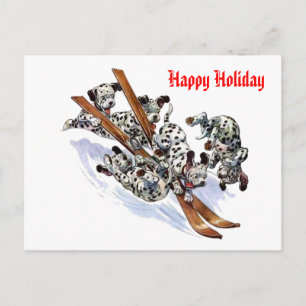 Cartão Postal De Festividades esqui de neve, feriado feliz