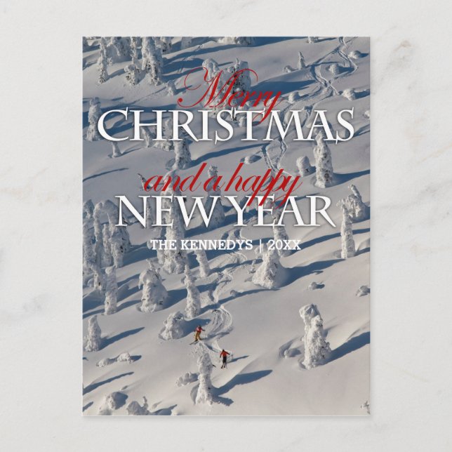 Cartão Postal De Festividades Esquiando pelos fantasmas de neve (Frente)