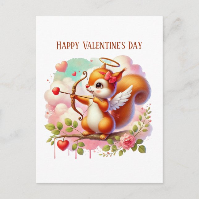 Cartão Postal De Festividades Esquilo de aquarela adiciona texto adultos (Frente)