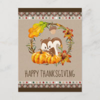 Esquilo e Pumpkins Feliz Ação de Graças