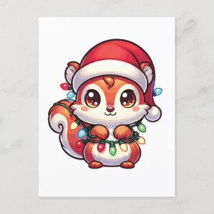 Cartão Postal De Festividades Esquilo Feliz Natal Esquilos de Animais de inverno