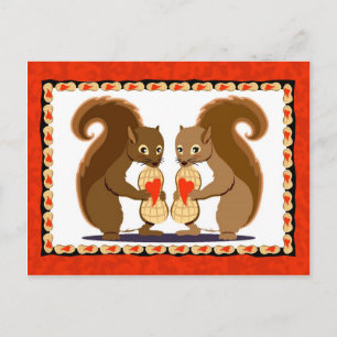 Cartão Postal De Festividades Esquilos de namorados 1