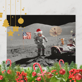 Cartão Postal De Festividades Esse É um Pequeno Passo para o Papai Noel Apollo 1